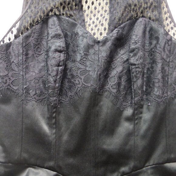 GUESS mixed satin, lace and mesh peplum top - Picture 4 of 8